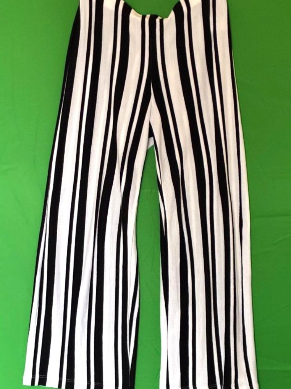 Silence + Noise Striped Wide Leg Ankle Length Pants Black & White Pull On sz Med